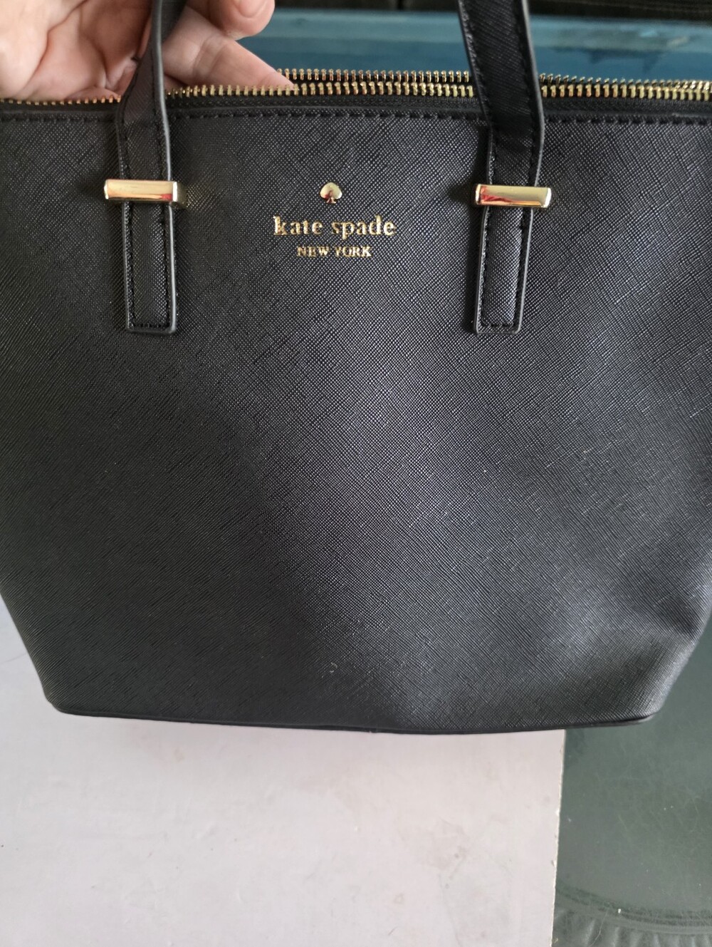 New Kate Spade Black Saffiano Tote with Gold Hardware
